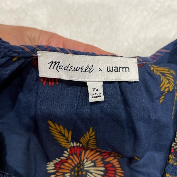 Madewell X Warm Ruffle Collar Top In Honolulu Hibiscus - Picture 5 of 7